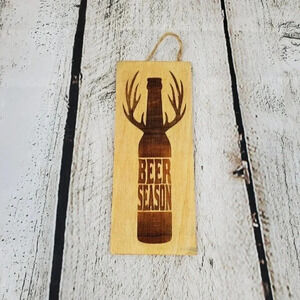 Deer Beer Season 3x7in Wood Sign